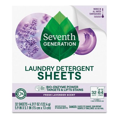 Seventh Generation Laundry Detergent Sheets, Lavender, 32 Sheets (up to 64 loads), product photo