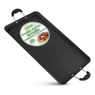 NutriChef 24" Stove Top Double-Burner Griddle & Grill Pan (Nonstick), product photo